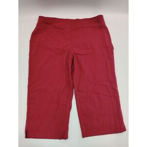 Alfred Dunner Women's Red Capris Cropped Pants Size 10 Rayon Spandex Blend